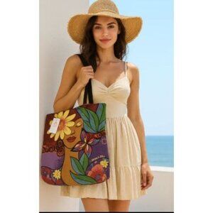 Pamela Hills Woven Tote Bag - Jacquard Woven Cotton - Zipper Closure